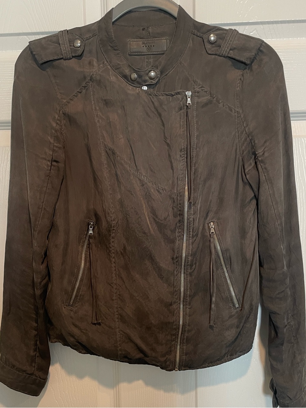 Blank NYC Grey Silk Moto Jacket
